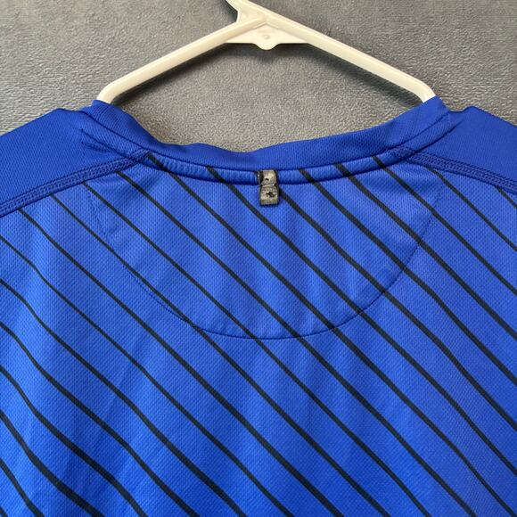 Nike Dri-FIT Men’s Running Shirt Blue Striped 2XL Athletic Training Tee Swoosh - Picture 11 of 13